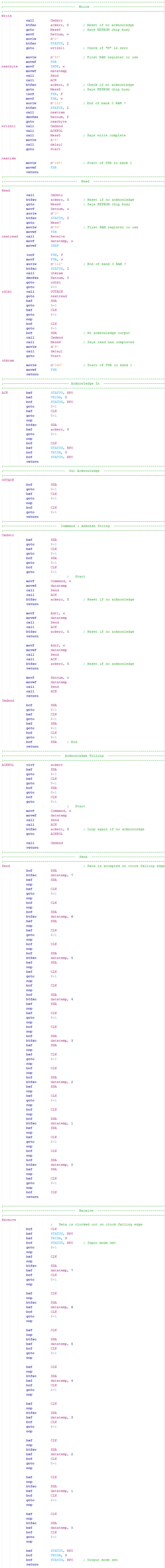 AT88SC EEPROM - Read and write program in assembly - modified I2C