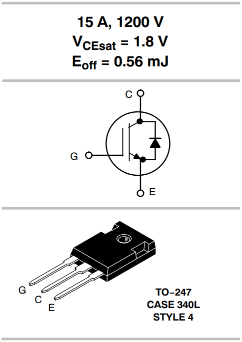 NGTB15N120IHLWG 1200V 15A IGBT