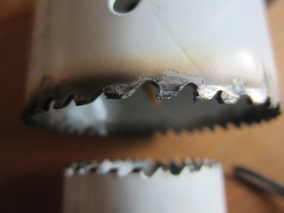 Damaged Hole Saw after stainless