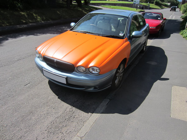 Jaguar X-type attempt at vinyl wrapping