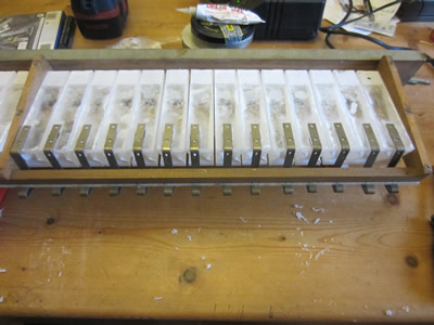 Steinhardt Player Piano - key bellow hammer levers in place