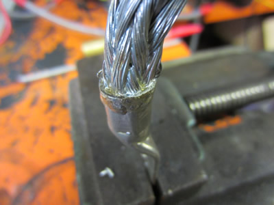 Crimped braided cable brazed connector