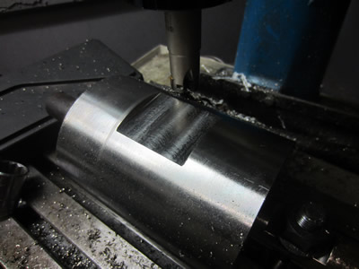 High Pressure Chamber -  milling flat on 4" EN8 steel